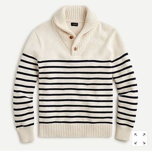 NWT J. Crew Cotton Shawl Collar Sweater in Stripe